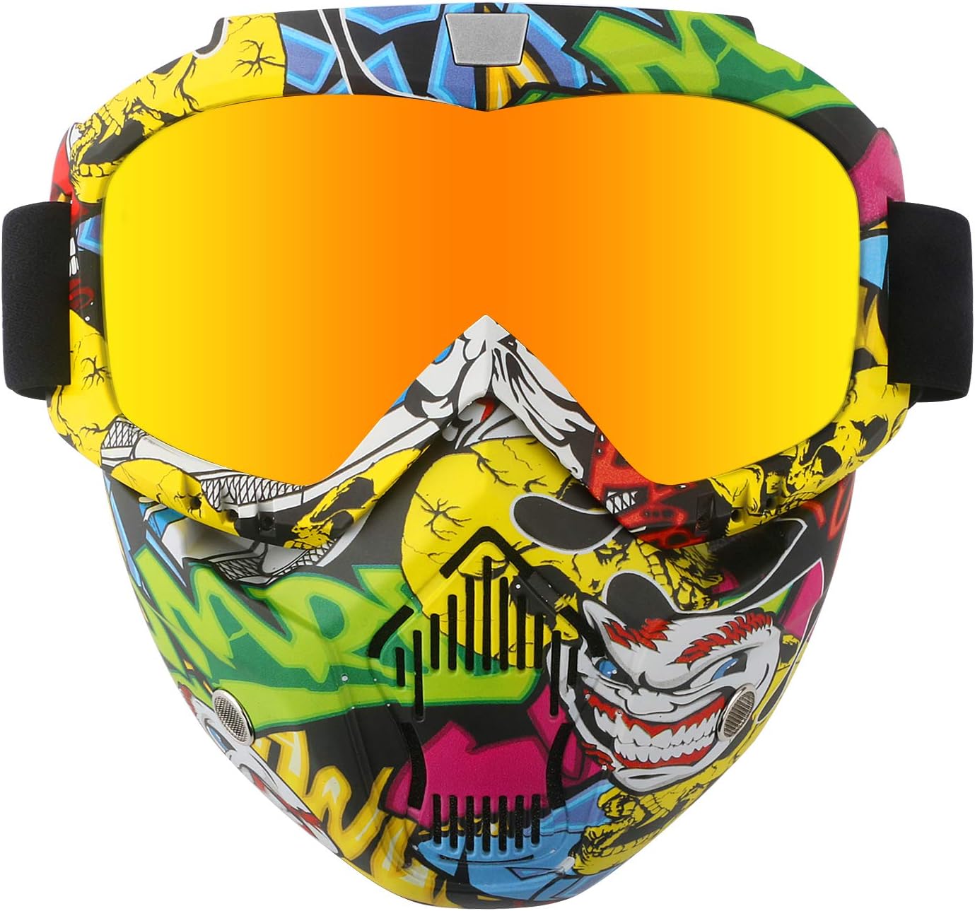 GGBuy Motorcycle Helmet Riding Goggles Glasses With Removable Face Mask,Detachable Fog-proof Warm Goggles Mouth Filter Adjustable Non-slip Strap Vintage Harley Bullet Fight Motocross