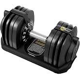 BODYTECH 53LBS/24KG Quick Adjust Dumbbell - 1-Second Weight Change &amp; Safety Lock | Sweat-Proof Metal Grip | Space Saving Home Gym Equipment