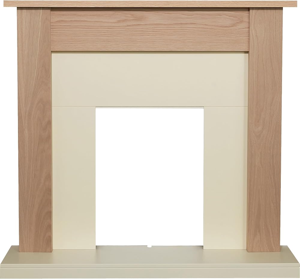 Adam Southwold Oak & Cream 43 inch Fireplace Surround Modern Unfinished