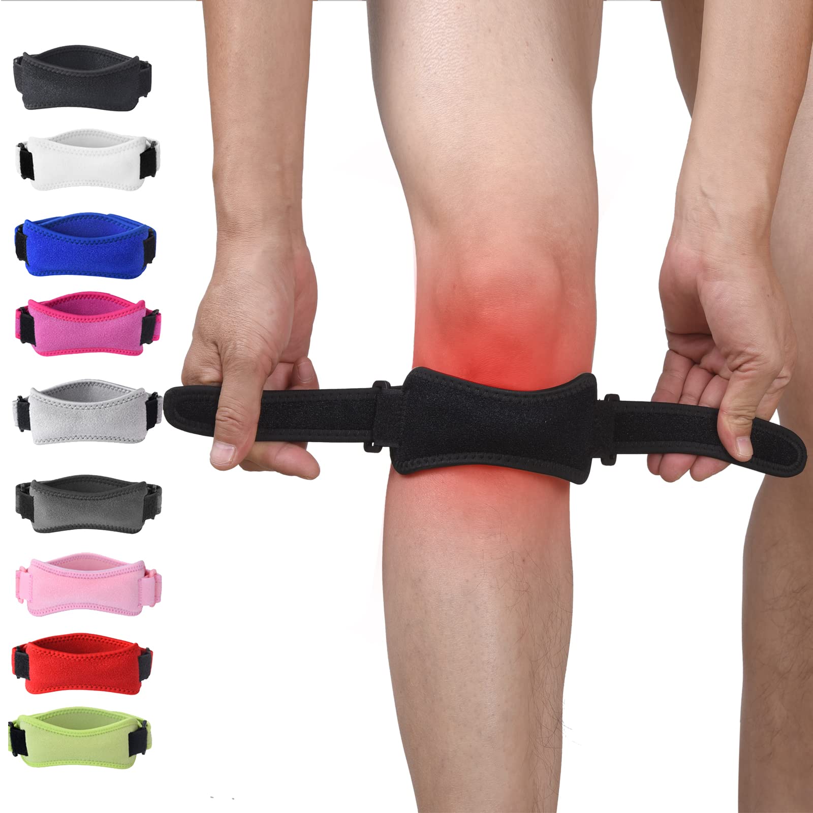 WOPOKY Patellar Tendon Support Strap for Men Women, Patella Knee brace Stabilizer, Adjustable Knee Brace for Working Out Weightlifting Squats Running Jumpers Tennis. Knee Pain Relief for Torn