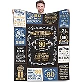 Jieoyfyug 80th Birthday Gifts for Men, 1946 80 Year Old Blanket 50"x60", Retirement Christmas Fathers Day Birthday Gifts for Him Dad Papa Grandpa Husband Uncle
