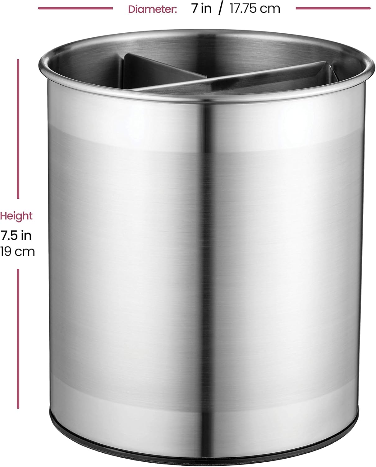 Extra-Large Stainless Steel Kitchen Utensil Holder - 360° Rotating Utensil Caddy - Weighted Base for Stability - Utensil Crock With Removable Divider for Easy Cleaning - Countertop Utensil Organizer.: Kitchen & Dining