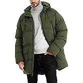 Yimoon Mens Long Winter Coat Hooded Warm Quilted Puffer Jacket Waterproof Thicken Puffy Parka Jacket