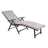 Kozyard Cozy Aluminum Reclining Lounge Chair - Perfect for Beach, Yard, Pool, and Patio Outdoor Chaise Lounge with Drink Holder, Weather Free Adjustable Assemble Free Beige Strip