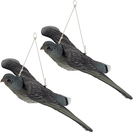 Smartfox 2x Vogelscheuche Taubenschreck Vogelschreck Falke fliegend zum Aufhängen zur Spatzen Tauben Vogelabwehr in braun/dun