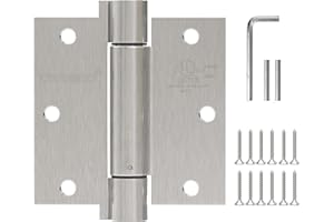 OMANSKO 2 Pack Self Closing Door Hinges 3.5 inch Satin Nickel Door Hinges Spring Loaded Auto Close Hinges Square Corners Adjustable Tension for Interior Door 3 1/2 Auto Self-Closing Hinge