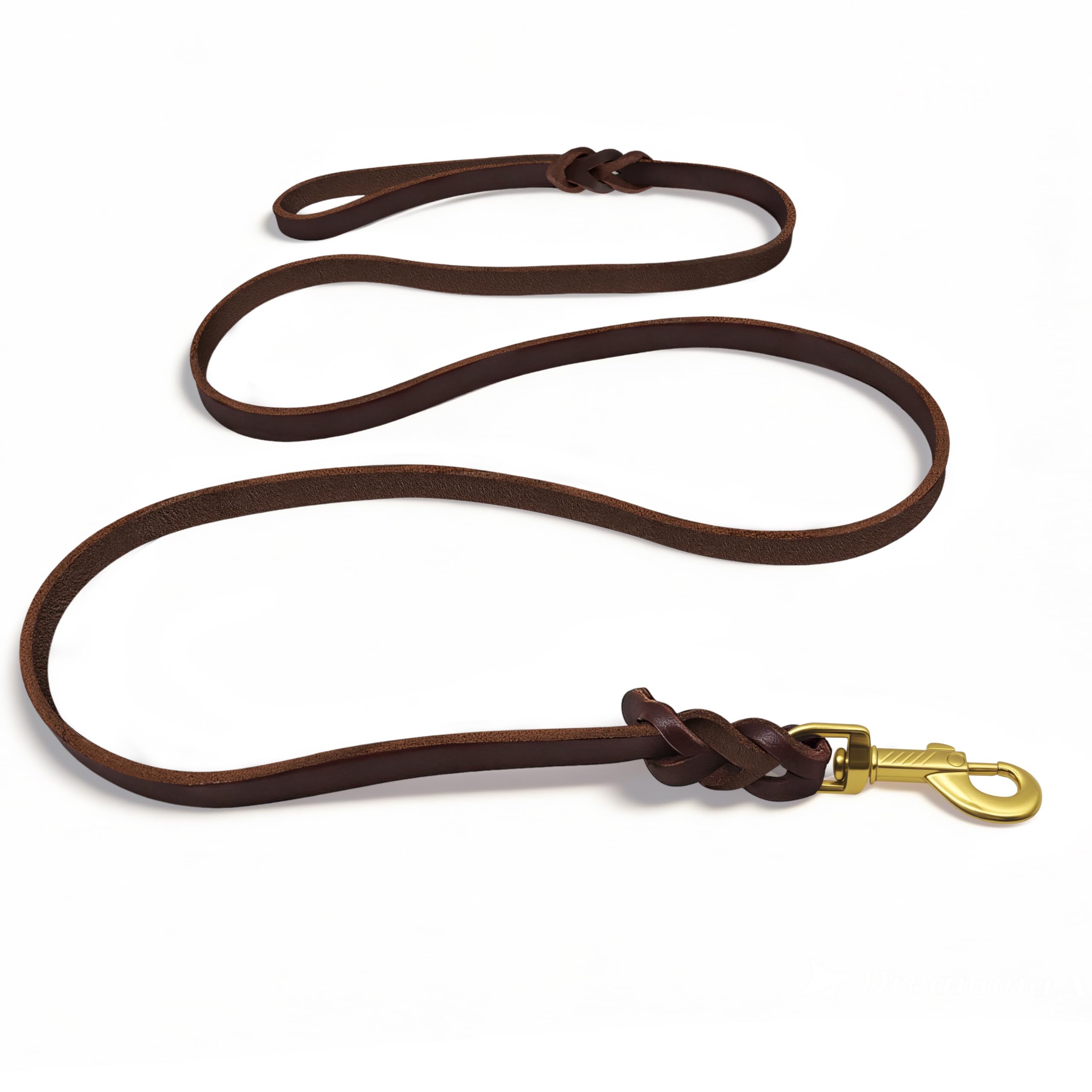QianRuiDa Leather Dog Leash 6ft/183cm Genuine Leather Dog Lead with Soft Handle Dog Leash for Walking & Training Strong and Durable for Small Medium Large Dogs, Brown