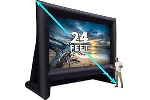QILEBA 24 Feet Inflatable Outdoor Indoor Projector Movie Screen, Portable Blow Up Cinema Projection Screen, with Air Blower, 