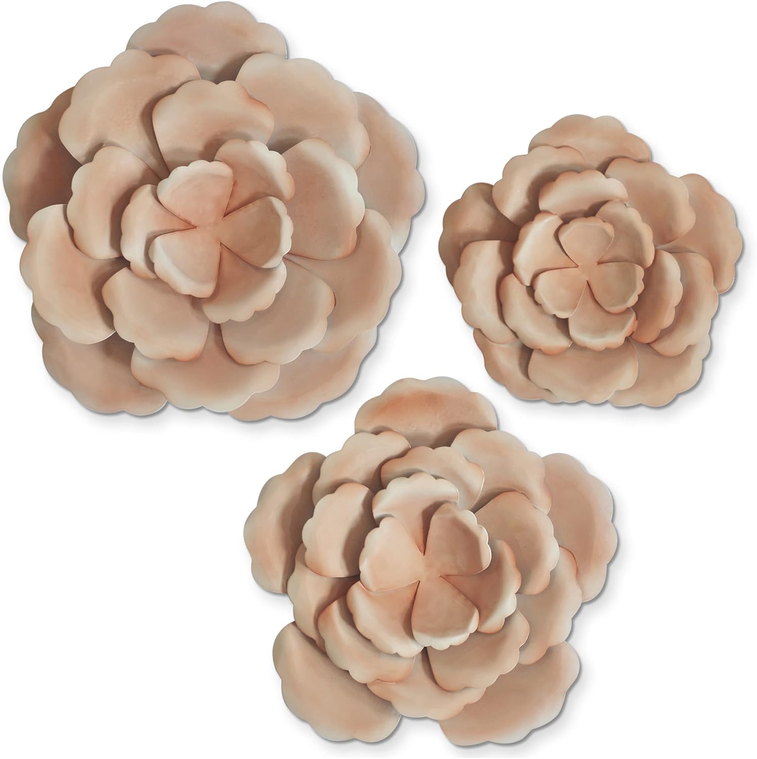 Plaques & Wall Art - Americanflat 9x9 Three Metal Flower Wall Décor Set - 3 X Multi-Size Roses As Outdoor Metal Wall Art Decorations - Modern Style Wall Hanging Décor For Patio, Garden - Metal Indoor Wall Art