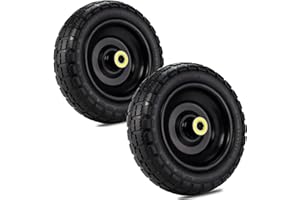 Vypart 4.10/3.50-4 Tires Wheels Fit for Gorilla Cart Tire 2 Pack 10 Inch Flat Free Wheels with 5/8in Axle Bore Hole Puncture Resistant Tyre for Hand Truck Dolly Wagon Wheelbarrow Wheels