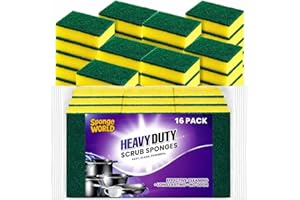 Dish Sponge, Kitchen Sponge, 16 Pack, Heavy Duty Scrub Sponges, 2.8x4 inch, Pads for Dishes, Sponges for Dishes for Use Every