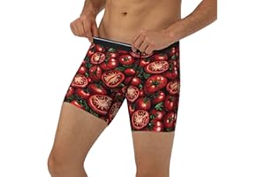 Nevjipu Mens Boxer Briefs - Soft Breathable Tomatoes Print Mens Underwear Boxer Briefs Compression Shorts