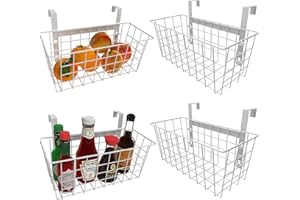 MaraFansie Basket with Hook, Grid Storage Basket, Over the Cabinet Door Organizer, Wire Hanging Basket with Hook Over the Doo