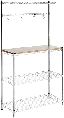 AmazonBasics Baker's Rack, Wood/Chrome (Renewed)