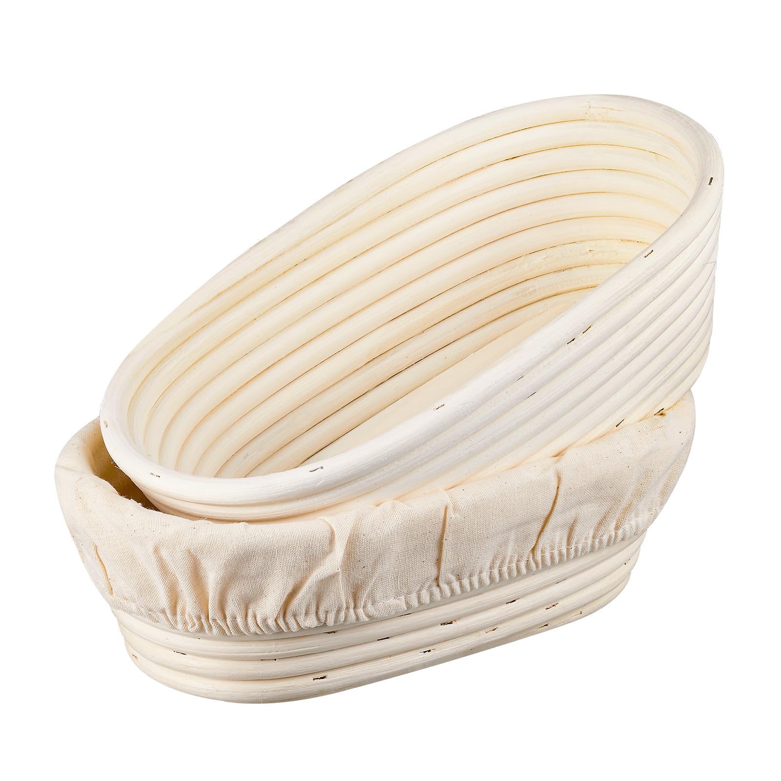 Photo 1 of Ineyger Banneton Bread Proofing Basket - 10 inch Banneton Basket Sourdough Proofing Baskets Set of 2 Oval Proofing Bowls with Liners for Professional & Home Artisan Sourdough Bread Baking Supplies