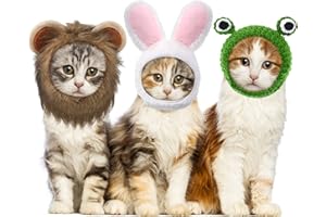 Xuniea 3 Pieces Cat Hat Costume Adjustable Pet Headwear Cat Bunny Hat with Rabbit Ears Kitten Dog Cosplay Cap for Kitten Halloween Party Birthday Theme Party Photo Prop (Basic Style)