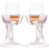 VoChill Stemmed Wine Glass Chiller | Made in USA | Radically cool wine tool – keeps wine perfectly chilled in your glass | Refreezable Chill Cradle actively chills (Blush, Pair)
