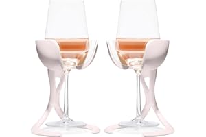 VoChill Stemmed Wine Glass Chiller | Made in USA | Radically cool wine tool – keeps wine perfectly chilled in your glass | Refreezable Chill Cradle actively chills (Blush, Pair)