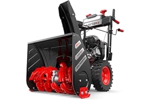 AMERISUN 24-Inch 212cc 2-Stage Self-Propelled Gas Snow Blower with Electric & Recoil Start, Heated Handles, LED Light, 180° Rotating Chute, 13" Tires, Heavy-Duty Snow Thrower for Driveways & Sidewalks