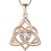 STARCHENIE Celtic Knot Necklace for Women 925 Sterling Silver Trinity Love Knot Pendant Birthstones Jewelry