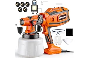 COMOWARE Paint Sprayer for House Painting, 1000W HVLP Sprayer Gun, Adjustable Flow, 5 Nozzles & 3 Patterns, 1400ml Detachable
