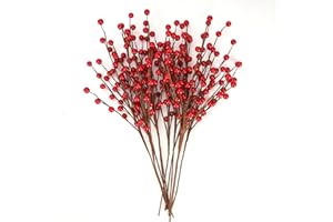 Osfvn Christmas Berries Picks Set of 12 Xmas Tree Decorations 14inches Red Holly Berry Stems Decorative Artificial Floral Picks for Holiday Wreath Garland Floral Table Arrangement Decor