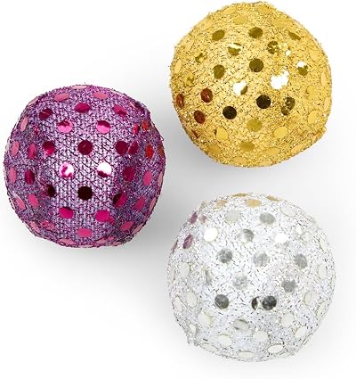 Petface Glitter Balls Cat Toy Pack of 3 Lightweight Sparkle Balls