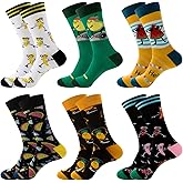 DRASEX Men's Colorful Dress Socks Novelty Funny Fancy Funky Pattern Combed Cotton Casual Crazy Crew Socks