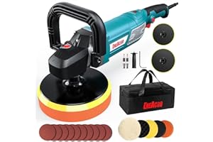 ENEACRO Buffer Polisher, 1800W Rotary Car Polisher Waxer, Variable Speed with Digital Readout, 7”/6” Backing Plate, Detachable Handles, Soft Start, with Polisher Pads, Sandpapers and Tool Bag