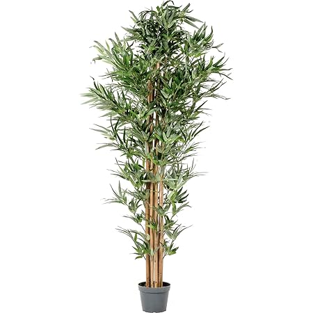 PLANTASIA Bambus-Strauch, Echtholzstamm, Kunstbaum, Kunstpflanze - 190 cm Schadstoffgeprüft