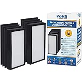 Veva HEPA Filter E Replacement (2 Pack) Compatible with Germ Guardian Air Purifier AC4100 / FLT4100. Pack of 2 HEPA Filters / 6 Carbon Pre-Filters.