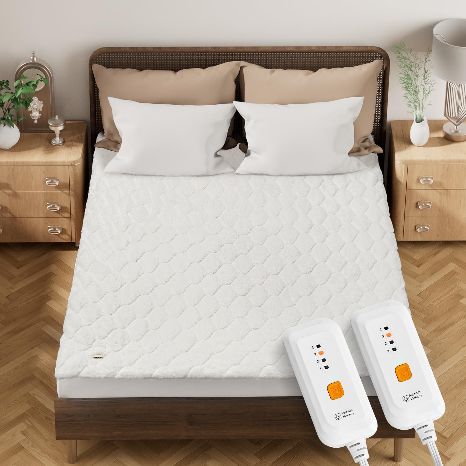 Photo 1 of Jet’S Home Heated Electric Mattress Pad King Size - 4 Heat Levels & Overheat Protection, Ultra-Soft Machine-Washable Fabric, Dual Control & 10 Hour Auto-Off, Fitted Deep Pocket (78"x80"+15")