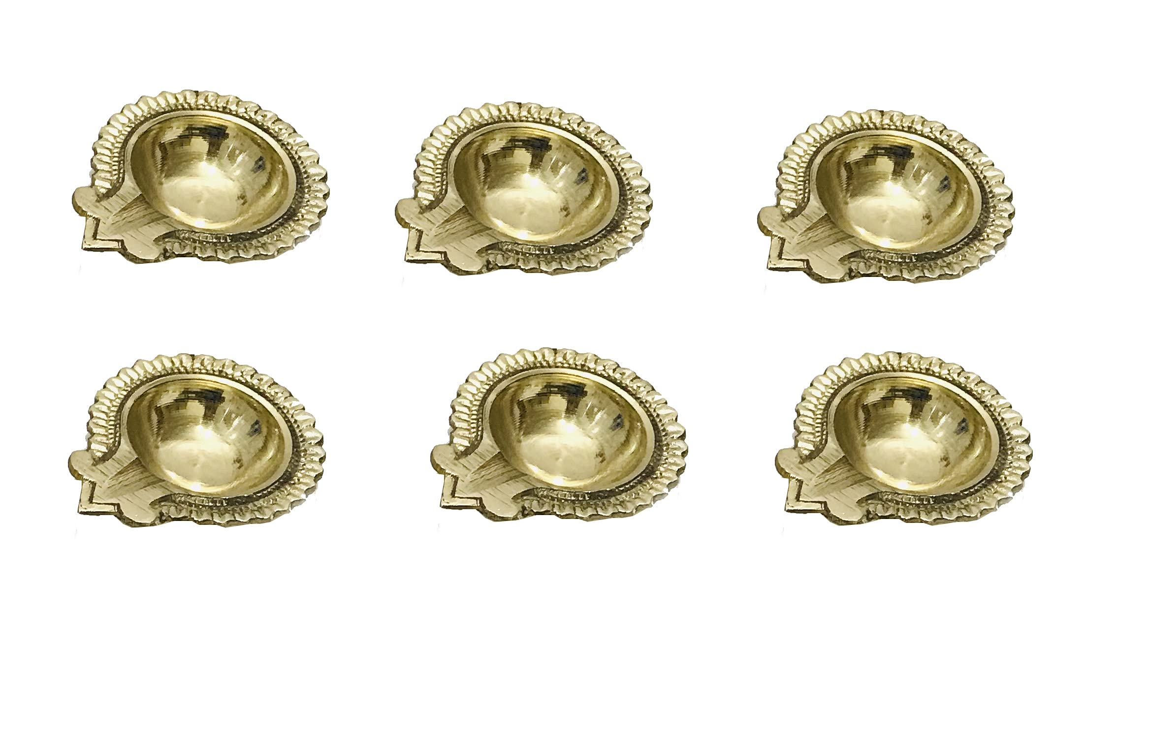 Dhibla Brass Diya Diwali Diya-Oil lamp Pooja Diya Oil lamp Navaratri Diya Pooja Wedding Decor Deepawali Deepak Christmas Decoration Diwali Diya Set of 6