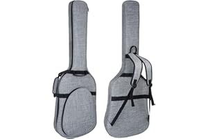 MUZNOTE 47 Inch Bass Guitar Bag 0.35 inch Padding Bass Guitar Case Electric Bass Case, Electric Bass Gig Bag Backpack with Neck Strap and Pockets, Grey