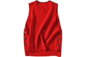 Mingzhu Womens Sleeveless Round Neck Pullover High Low Ribbed Knit Sweater Vest