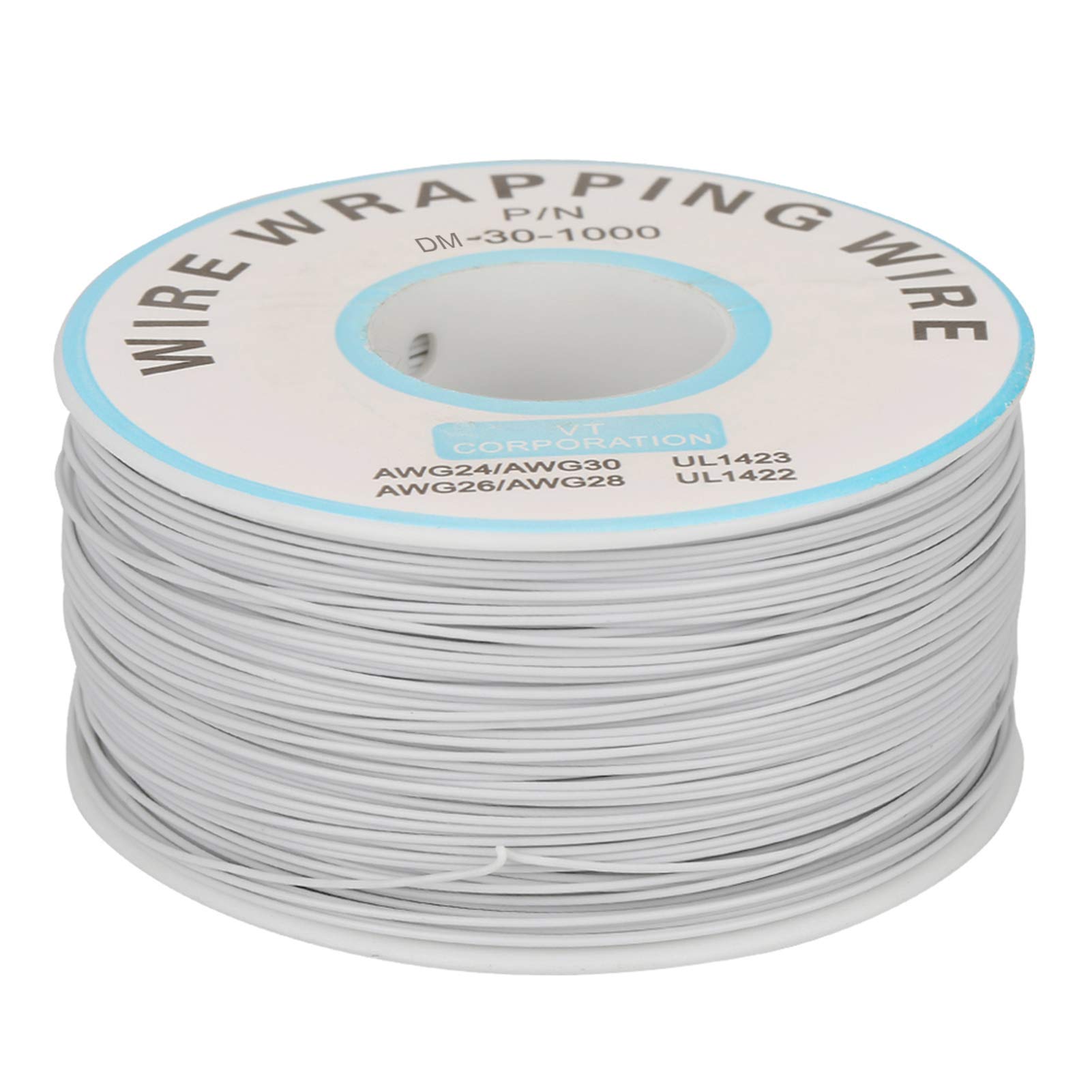 Electric Cable 1 Roll Wire Wrapping Single Copper Stranded 30AWG Cable 0.25 mm Core Diameter (White)