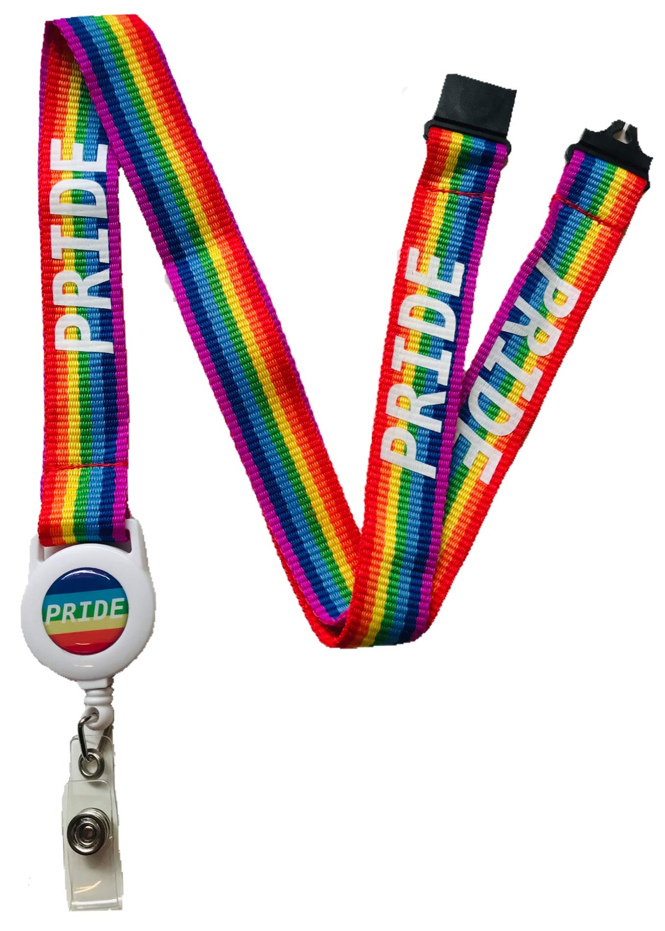 20mm Rainbow Pride Printed Neck Lanyard with Safety Breakaway & Integrated Badge Reel