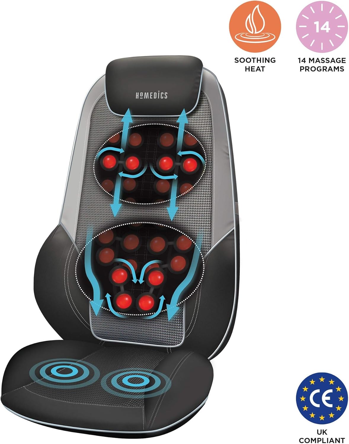 HoMedics ShiatsuMax 2.0, Electric Heated Shiatsu Back Massager with Remote Control - Image 3