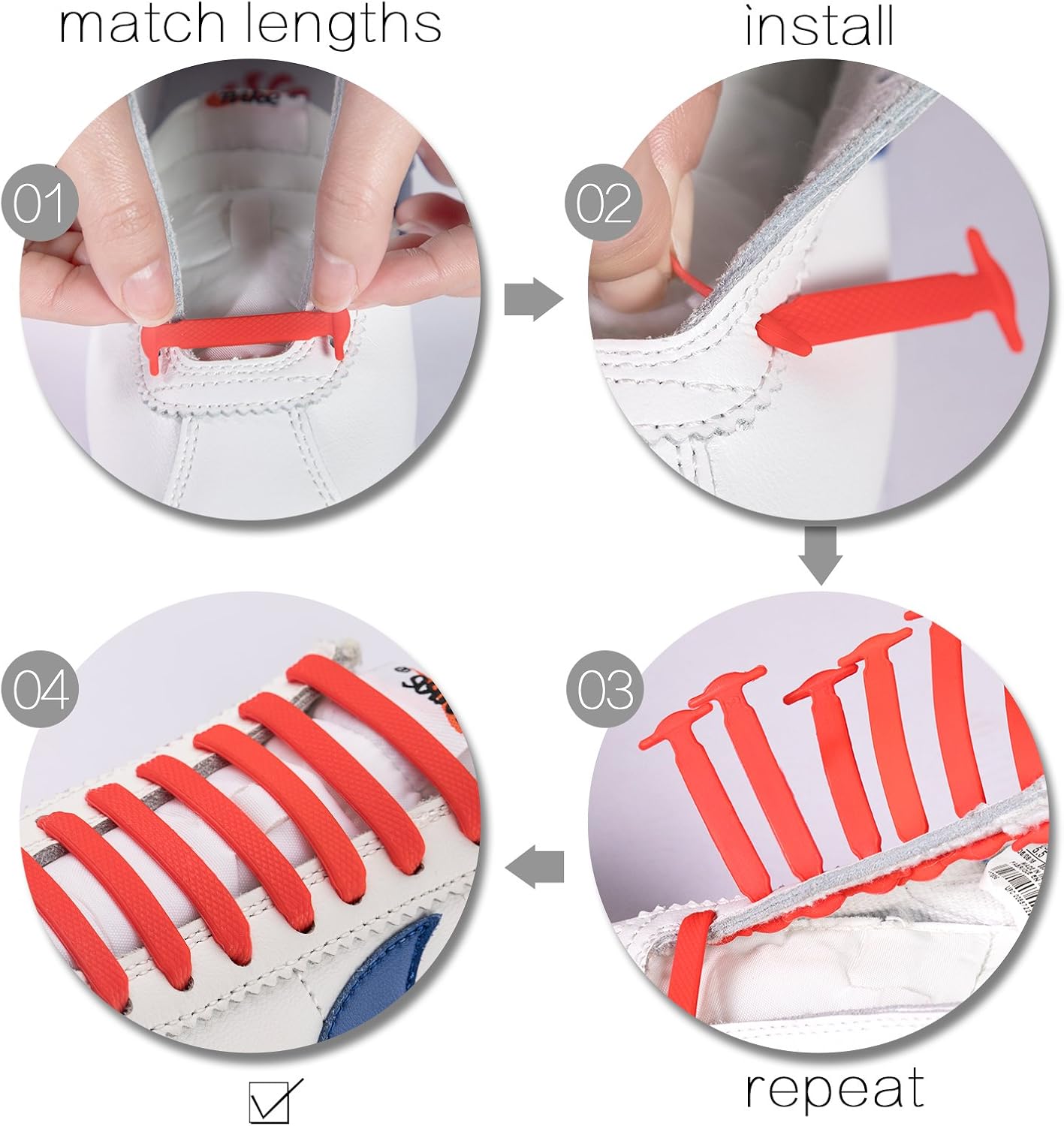 INMAKER No Tie Shoe Laces for Adults and Kids, Elastic Shoelaces for Sneakers, Rubber Silicone Tieless Laces: Shoes