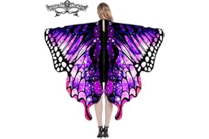 TONAK Butterfly Cape Costume Adult, Halloween Butterfly Wings Costume Women Colorful Festival Butterfly Wings Shawl Cape