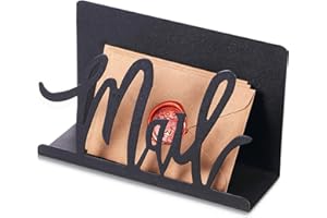 NFASHIONSO Metal Mail Holder Countertop Organizer with Cutout Mail Lettering Design,Freestanding Desktop Envelope and Documen