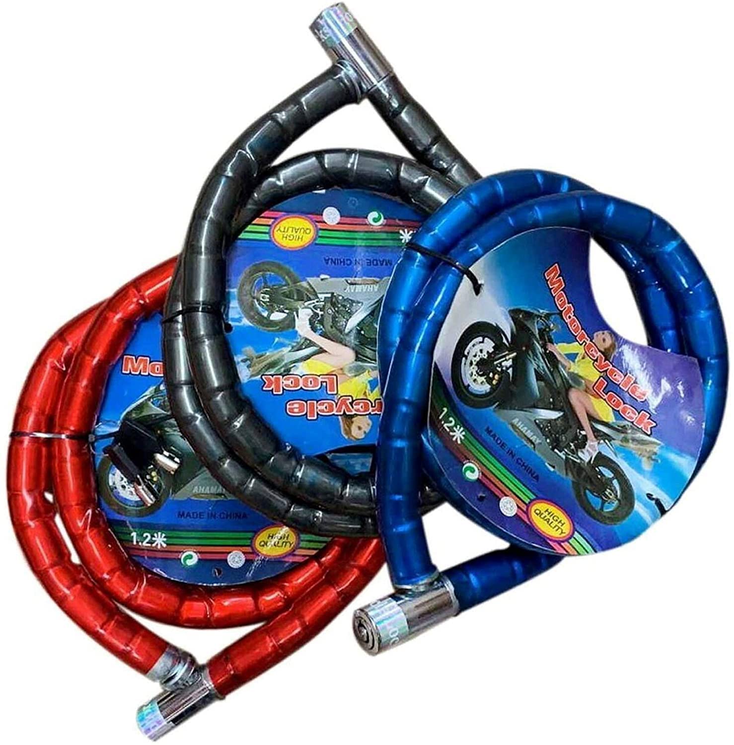 Bike Bicycle Cycling Wire Cable Lock Security Trolly Motor Lock Heavy Duty Ideal for Bike, Electric Bike, Skateboards, Strollers HTUK® (Black)