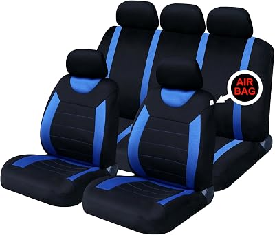 Sakura Car Seat Covers Carnaby Blue SS5292 Full Universal 2 Front 1 Rear