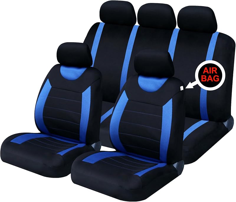 Sakura Car Seat Covers Carnaby Blue SS5292 Full Universal 2 Front 1 Rear