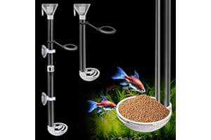 NIUOHOY Aquarium Fish Shrimp Feeding Dish Set, Shrimp Feeding Dish Set, Transparent Shrimp Feeding Adjustable Tube with Feeding Ring, Cleaning Brush for Fish Tank and Preventing Food Scattering (Large)