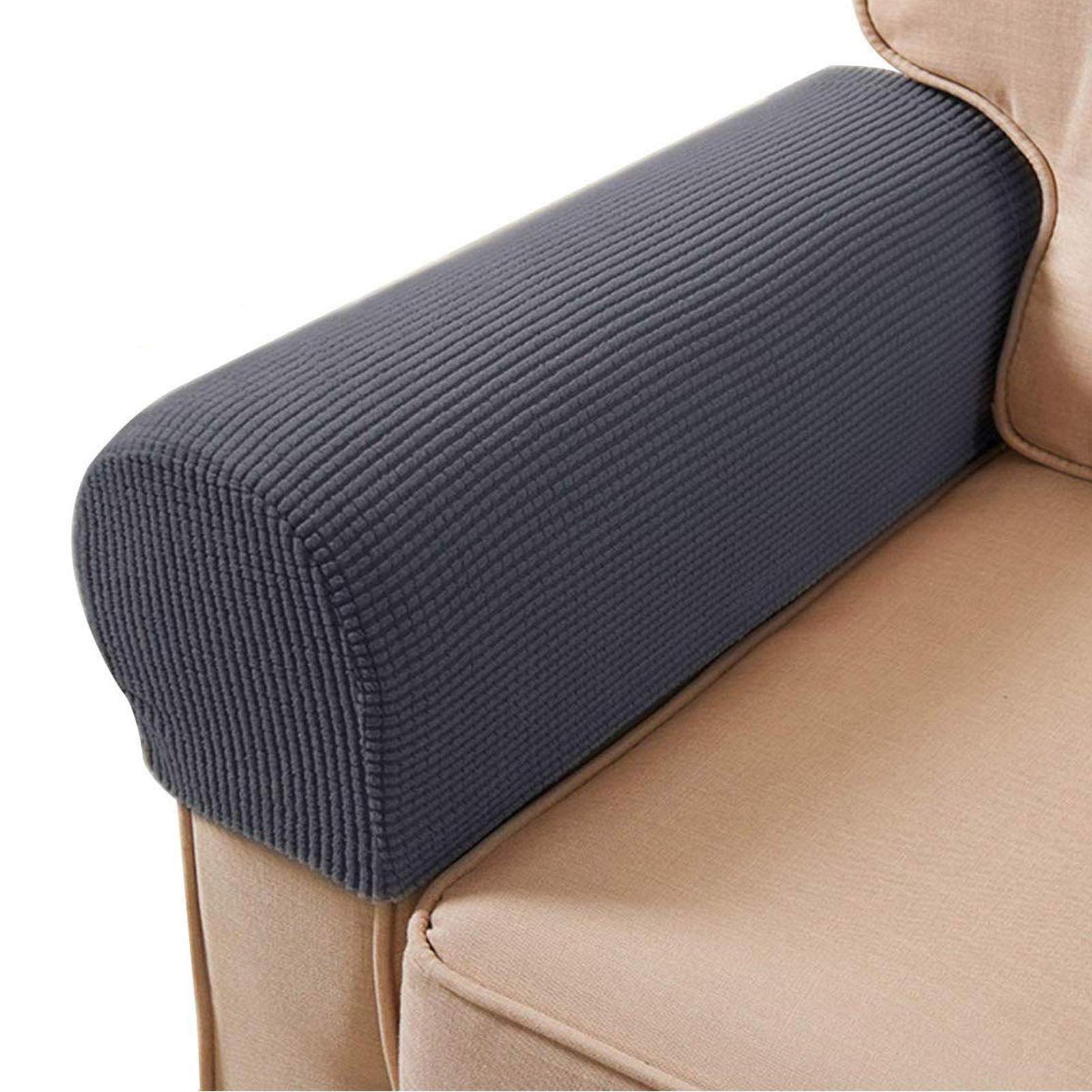 ESRISE Armrest Chair Covers, Stretch Armchair Couch Arm Rest Cover Anti-Slip Spandex Polyester Sofa Chair Arm Caps Slipcovers for Furniture Protector, Set of 2 (Grey)