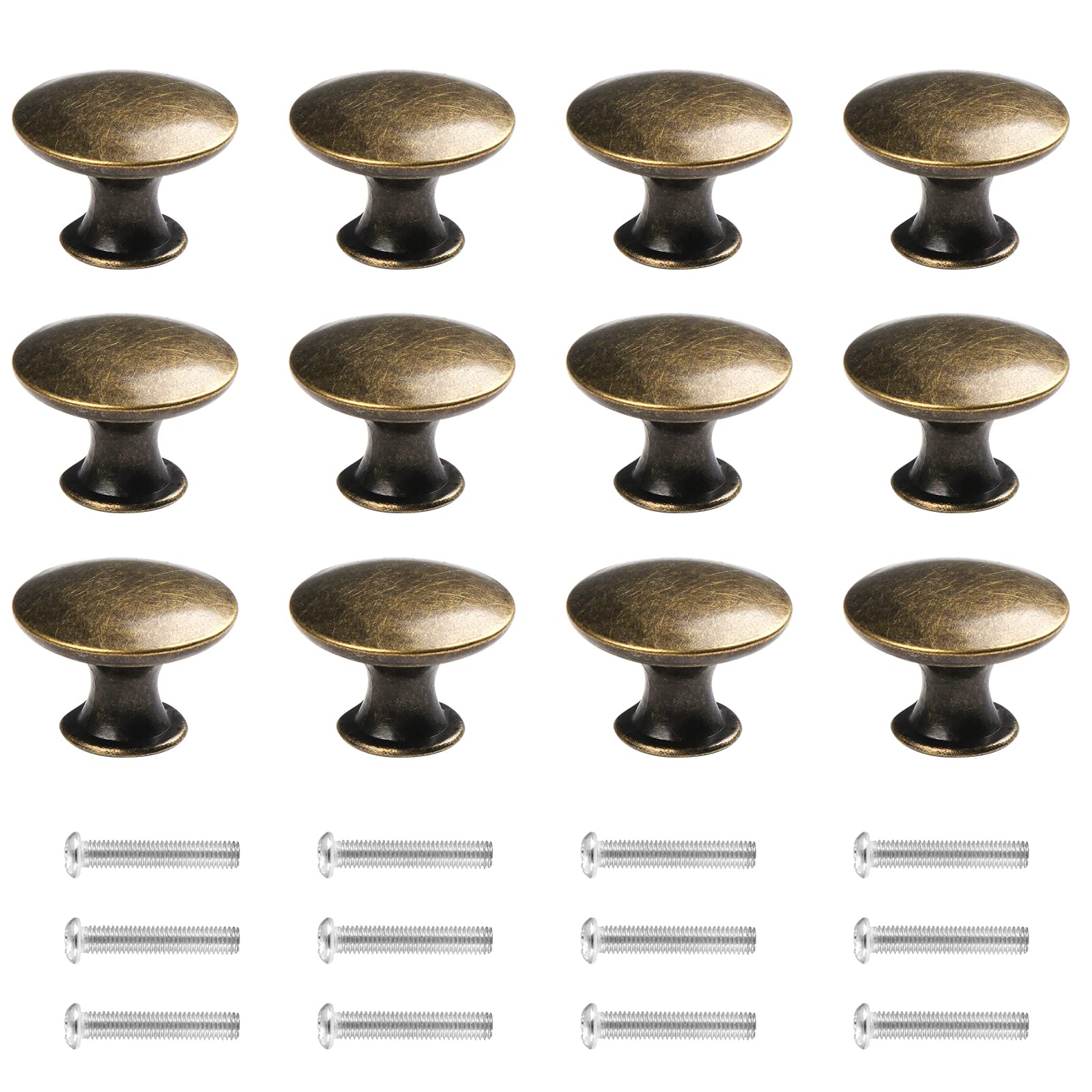 Kyrio 12PCS 30mm Vintage Bronze Drawers Knobs Furniture Knobs Drawer Handles Vintage Antique Brass Knob Kitchen Cupboard Handle for Cabinet Drawer