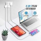 Unidapt 3 Way Socket Extension with 3 USB Ports UK 3 Pin G Plug 6-in-1 White view 2