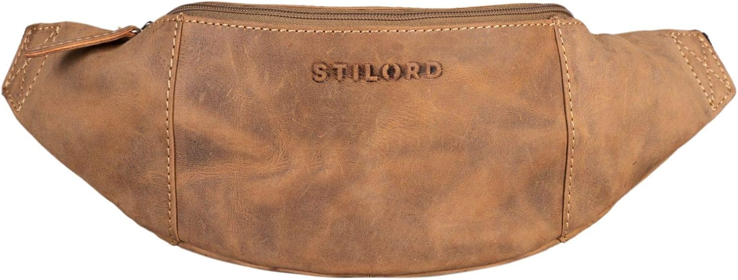 STILORD "Shawn" Large Bum Bag Leather Pouch Bag Fanny Pack Vintage Belt Bag for Men and Women Festival Travel Genuine Leather Colour:Used Look - Image 4