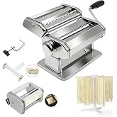 MZTOGR 3-in-1 Pasta Maker Machine - 9 Thickness Stainless Steel Roller | with Pasta Cutter, Ravioli Maker & Drying Rack - Man
